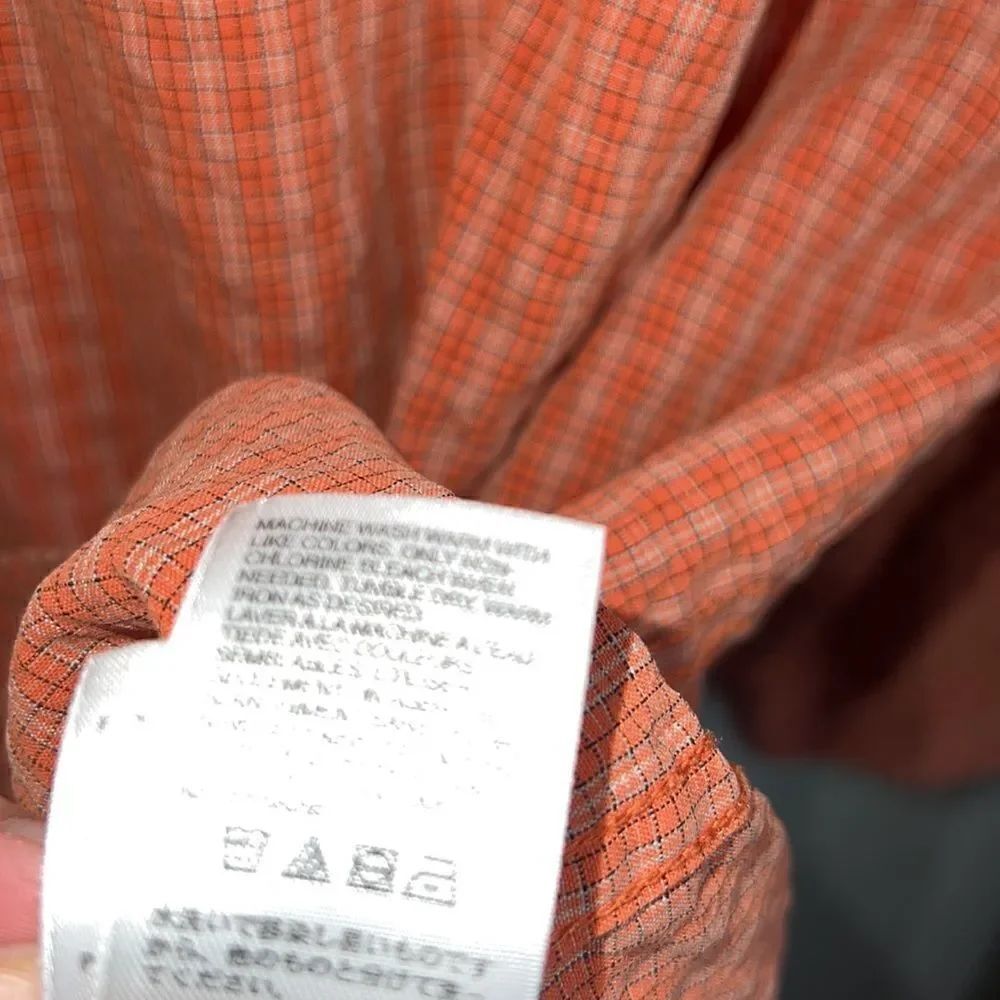 THE NORTH FACE Orange Plaid Button Up Shirt-L - Picture 9 of 9